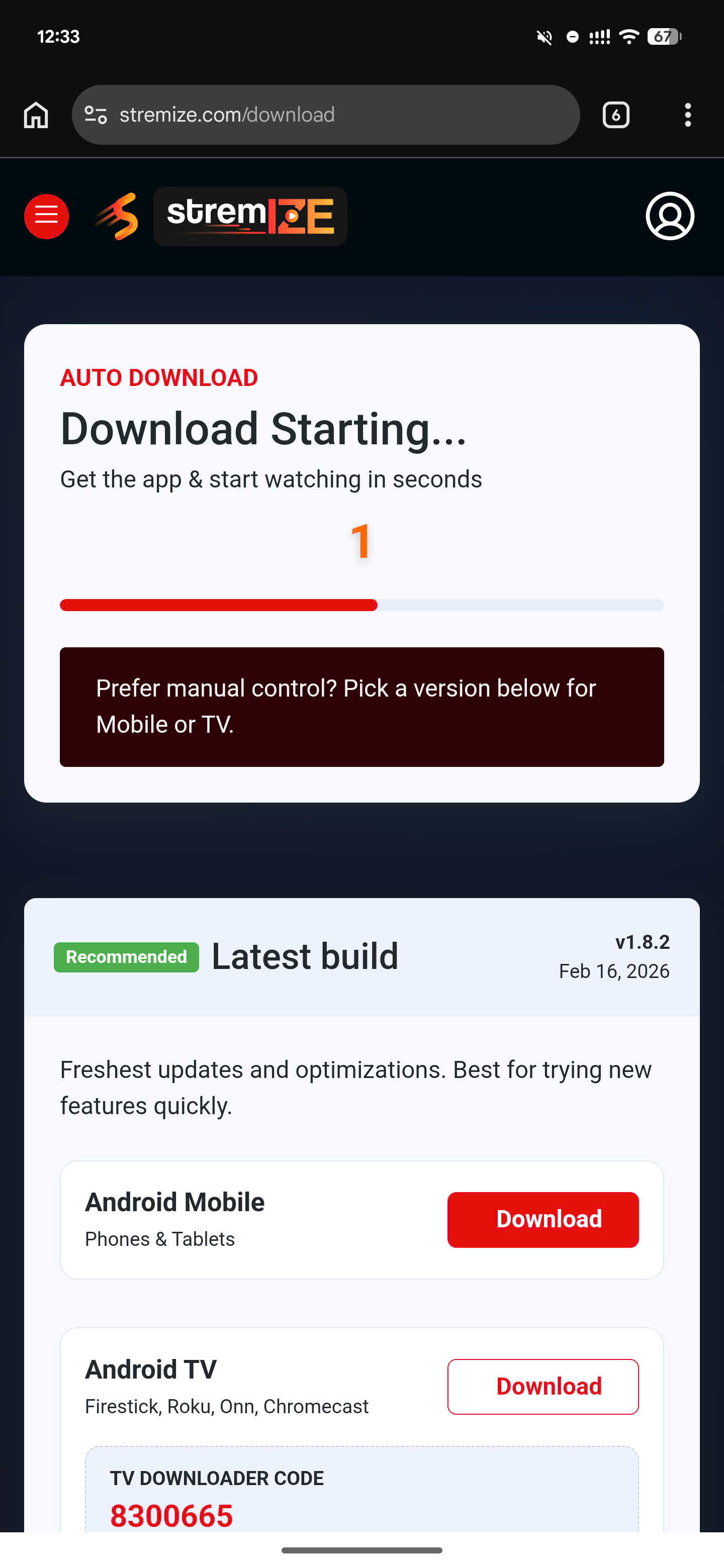 Stremize download page